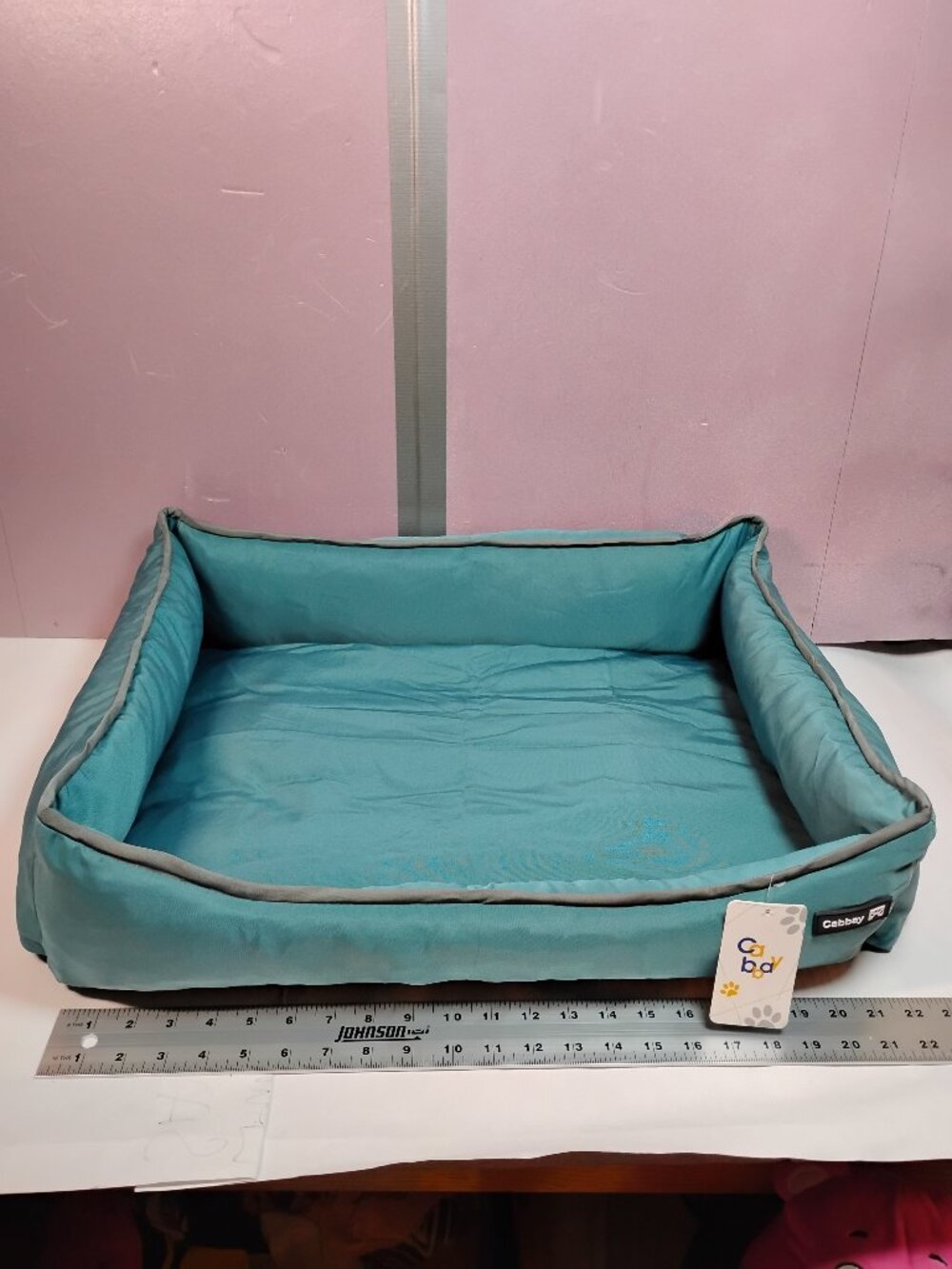Cabbay Waterproof Dog Bed Pet Cushion Teal Washable Rectangle Crate Bed 22x17